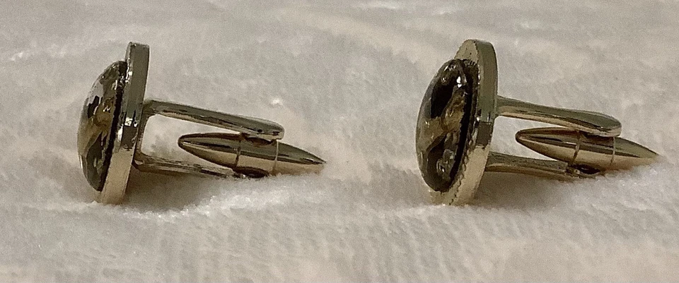 Vintage Aries Zodiac Sign Gold Tone (Gilt) Cufflinks w/ Bullet Closure Free S/H - Image 3 of 4