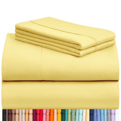 LuxClub 4 PC Sheet Set Bed Sheets Deep Pockets 16 Eco Friendly Wrinkle Free C...