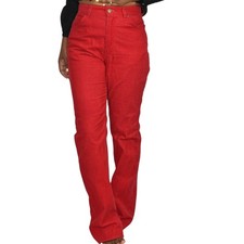 Vintage Lee Corduroy Pants 28 Red High Waist Straight Leg Retro Cords 80s USA