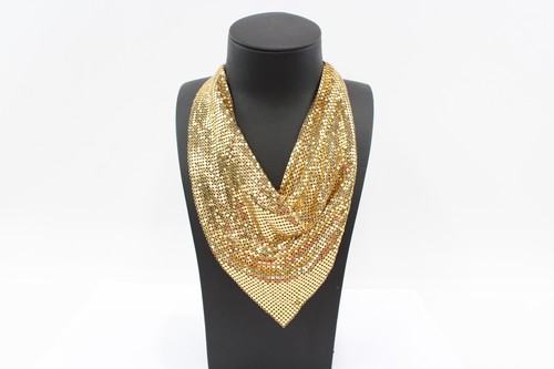 Whiting & Davis Gold Tone Mesh Collar Necklace