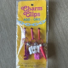 NOS Vintage Charm Clips Add-Ons 1980's Clip On Bell Charms Retro Props HTF RARE