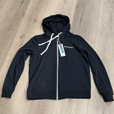Marine Layer Black Hoodie Women Medium Full Zip Soft Cotton Houzz Logo New W/Tag