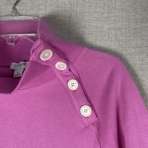 J Crew Sweatshirt Womens L Pink Mock Neck Button Pullover Soft BS221 NWT - Picture 3 of 5
