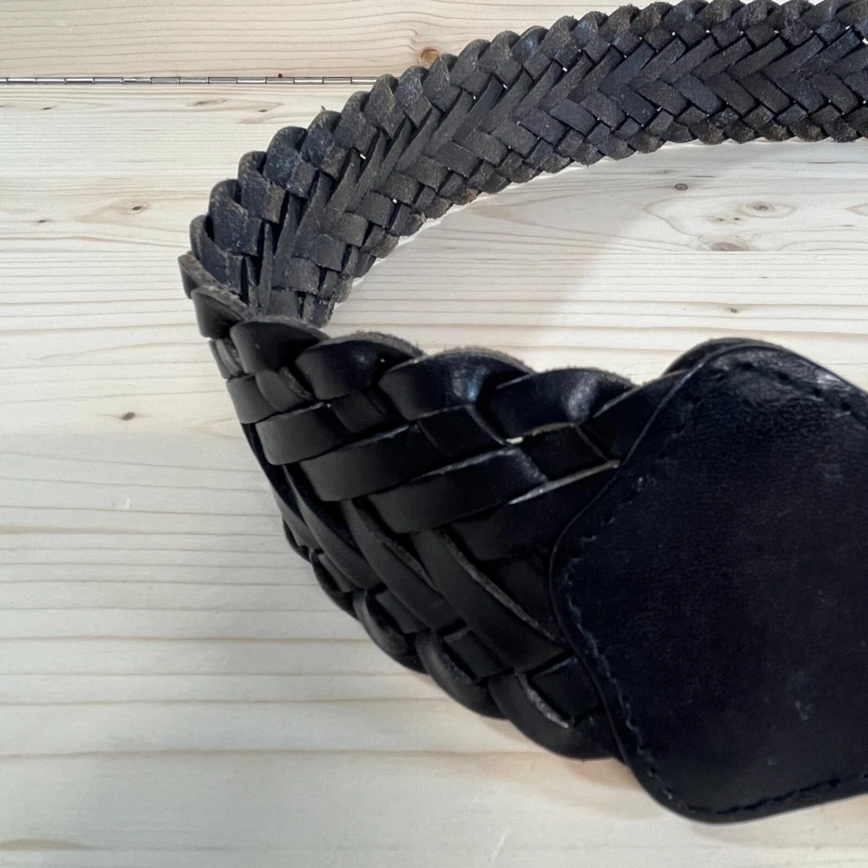 Cinturón Gap Mujer Mediano Cuero Negro Tejido Trenzado Círculo Ancho Hebilla Cintura B100 Foto 4 de 4