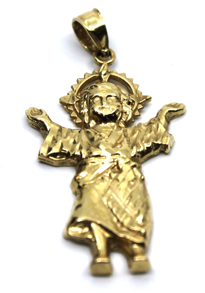 Baby Jesus Angel Pendant in 14K Solid Yellow Gold 1.5" X 0.90"in Religious - Изображение 4 из 4