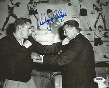Danny Hodge Signed 8x10 Photo PSA/DNA COA B&W 1958 Boxing Picture w Jack Dempsey