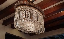 Baccarat Crinoline 15 Lights Chandelier Giltbronze frame Crystal Arrowed prisms 