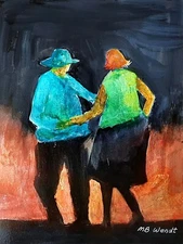 Original Acrylic Painting of  Couple Dancing the Texas Two Step 9x12 NOT A PRINT