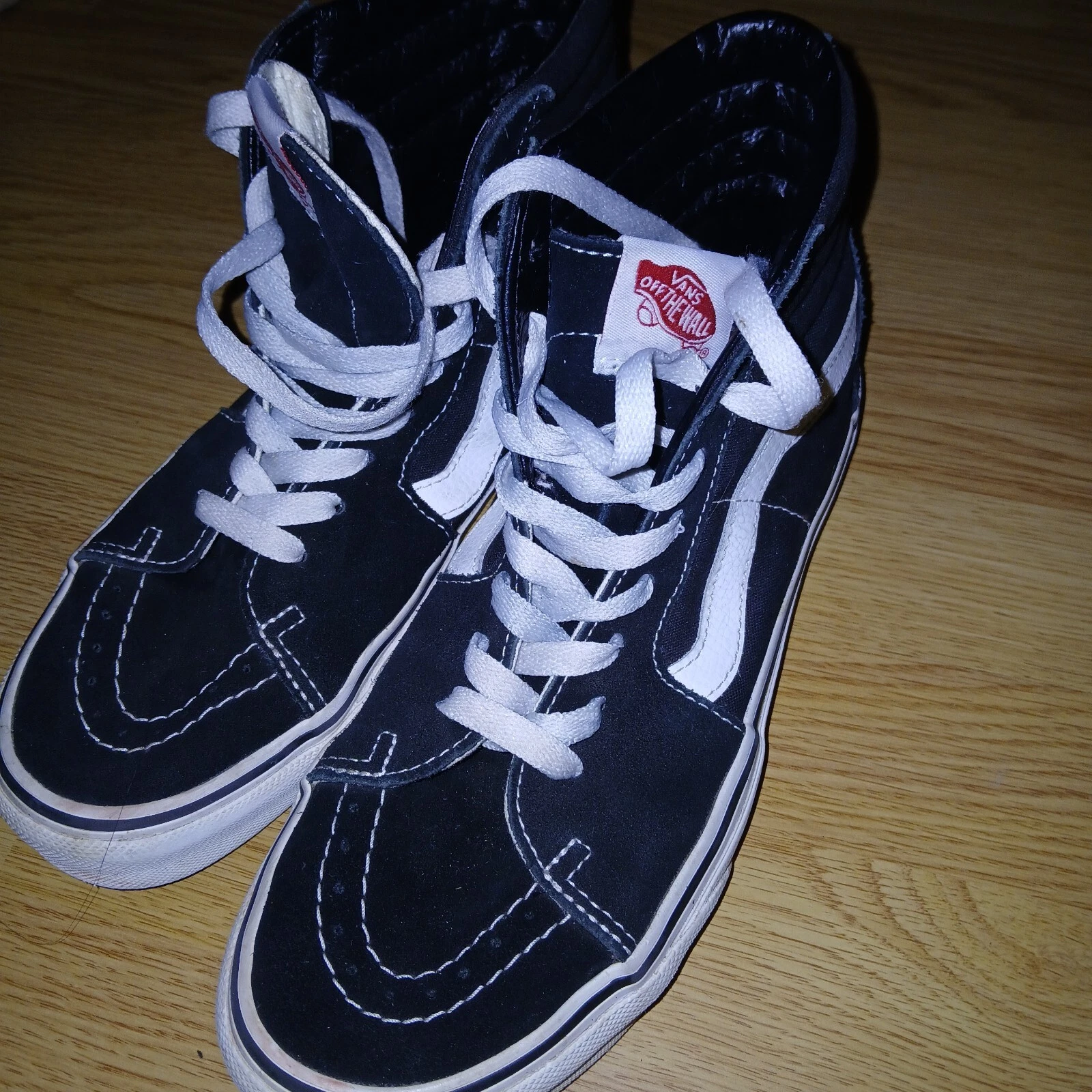 Scarpe da skateboard Vans unisex uomo 7 5 donna 9 nere con bordo bianco usate in ottime condizioni