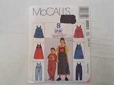McCall's Pattern - Children's Girls' Jumper Jumpsuit 4-6 8851 - Uncut