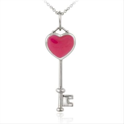 Schlüsselanhänger .925 Silber Designer inspiriert rosa Emaille  