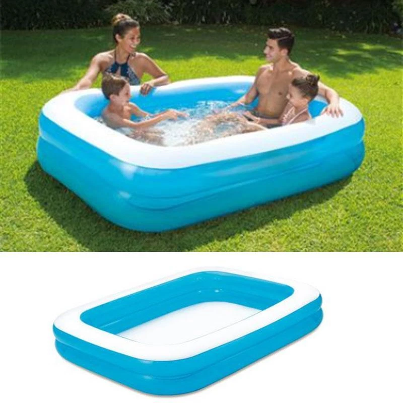 SUMMER WAVES Kinder Planschbecken SPLASH eckig blau weiß 201 x 150 x 51 cm Swimming Pool NEU