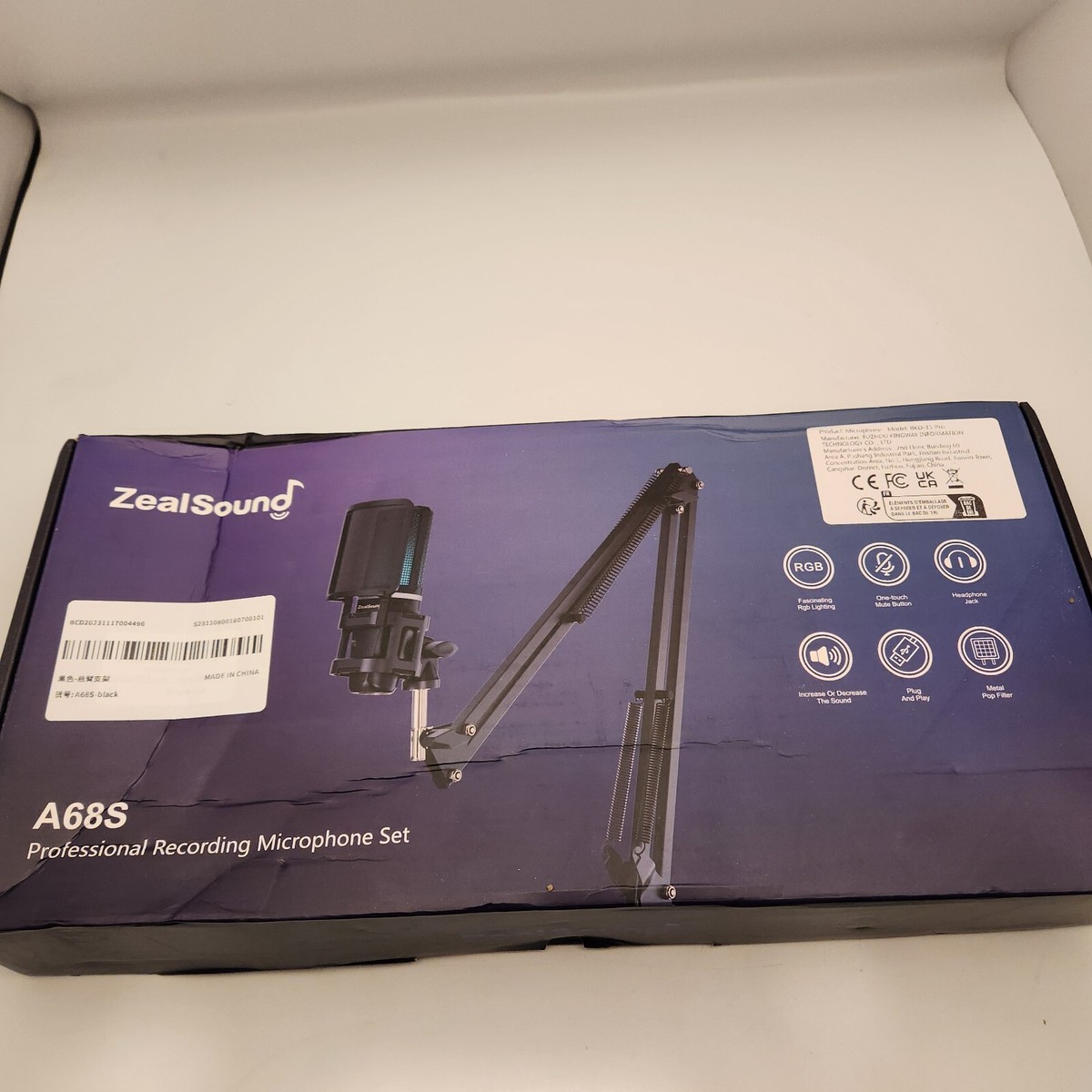 Zealsound A68S Rgb Recording Microphone with Articulated Arm/usb