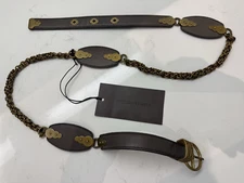 Bottega Veneta Women's Leather And Chain Belt NWT