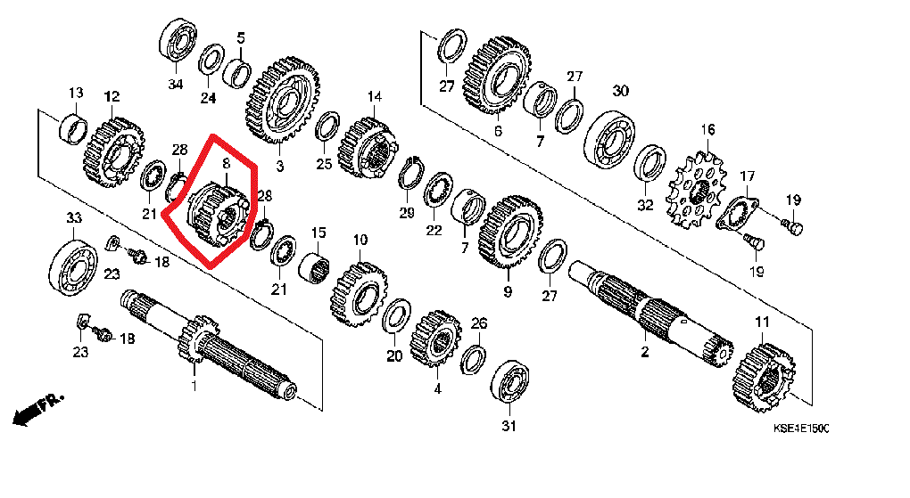 2007-2022 Honda CRF150R CRF150RB Genuine Transmission Third