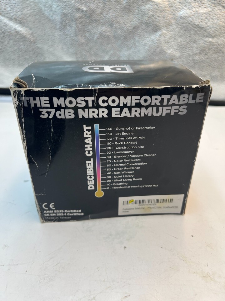 DECIBEL DEFENSE black 37DB NRR EAR MUFFS SAFETY EAR PROTECTION **FREE
