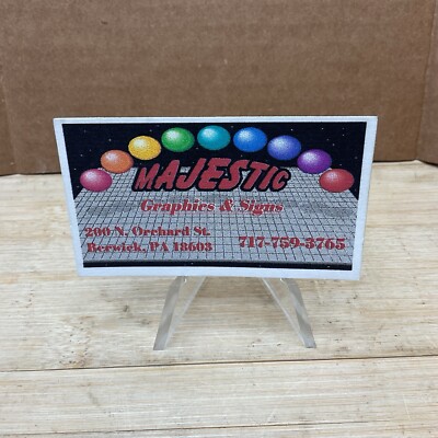 Vintage MAJESTIC Graphics & Signs Business Card Berwick PA S341
