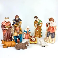Kirkland Signature 10 Piece Porcelain Large 12" Ceramic Nativity Set Costco EUC!