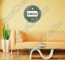 Kansas State Map USA Grunge Stamp Wall Sticker Room Interior Decor 22"X22"