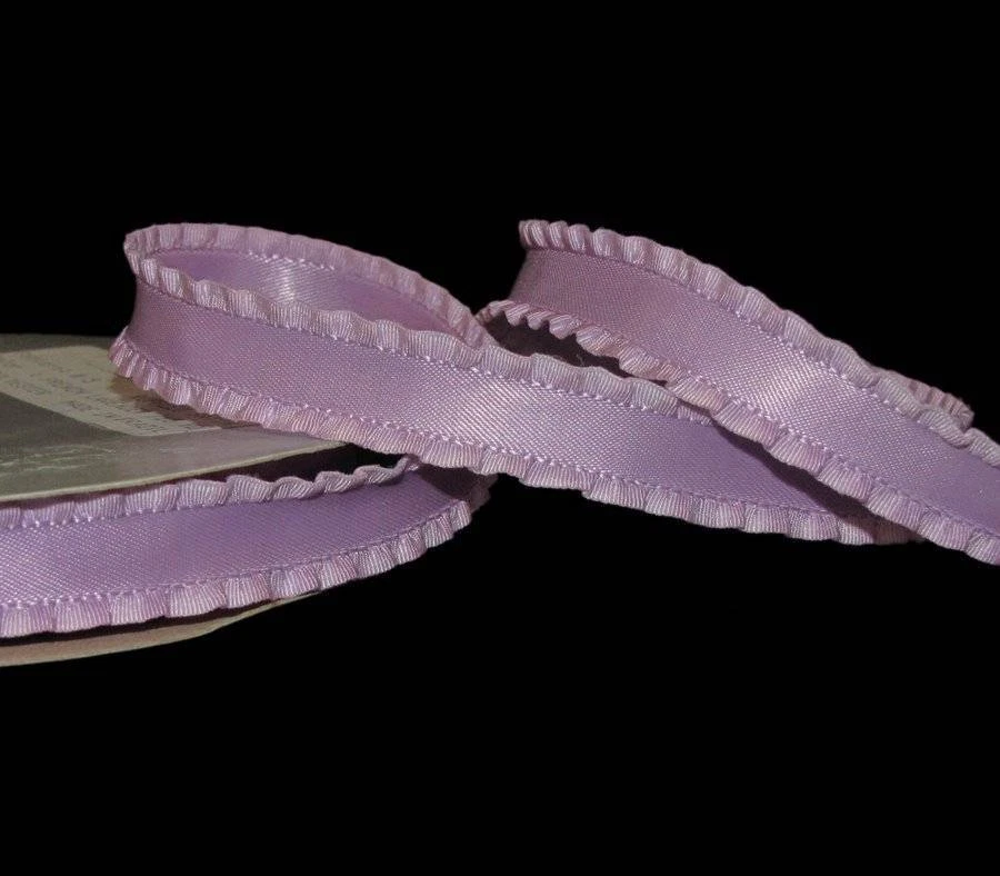 5 Yards Lavender Pastel Purple Double Ruffle Satin Ribbon - Great 4 dog hairbows - Image 1 of 1