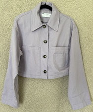 Asos Design Casual Denim Jeans Jacket Coat Top Lilac Pockets Ladies Size UK8 VGC