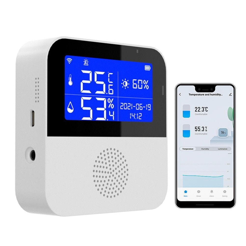 newSmart Thermometer Temperature WIFI Humidity Loggers Brightness Detector Probe
