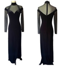 Vintage Velvet Sheer Mesh Whimsigoth Goth Witchy Halloween Long Evening Dress 4