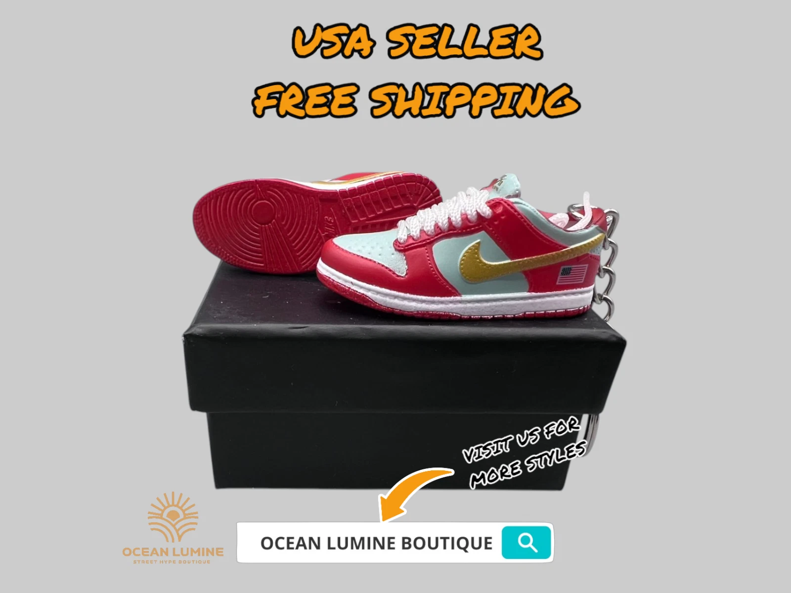 SB Dunk Low Mini Porte clés Baskets 3D, Baskets Basketball Boîte de Collection Options