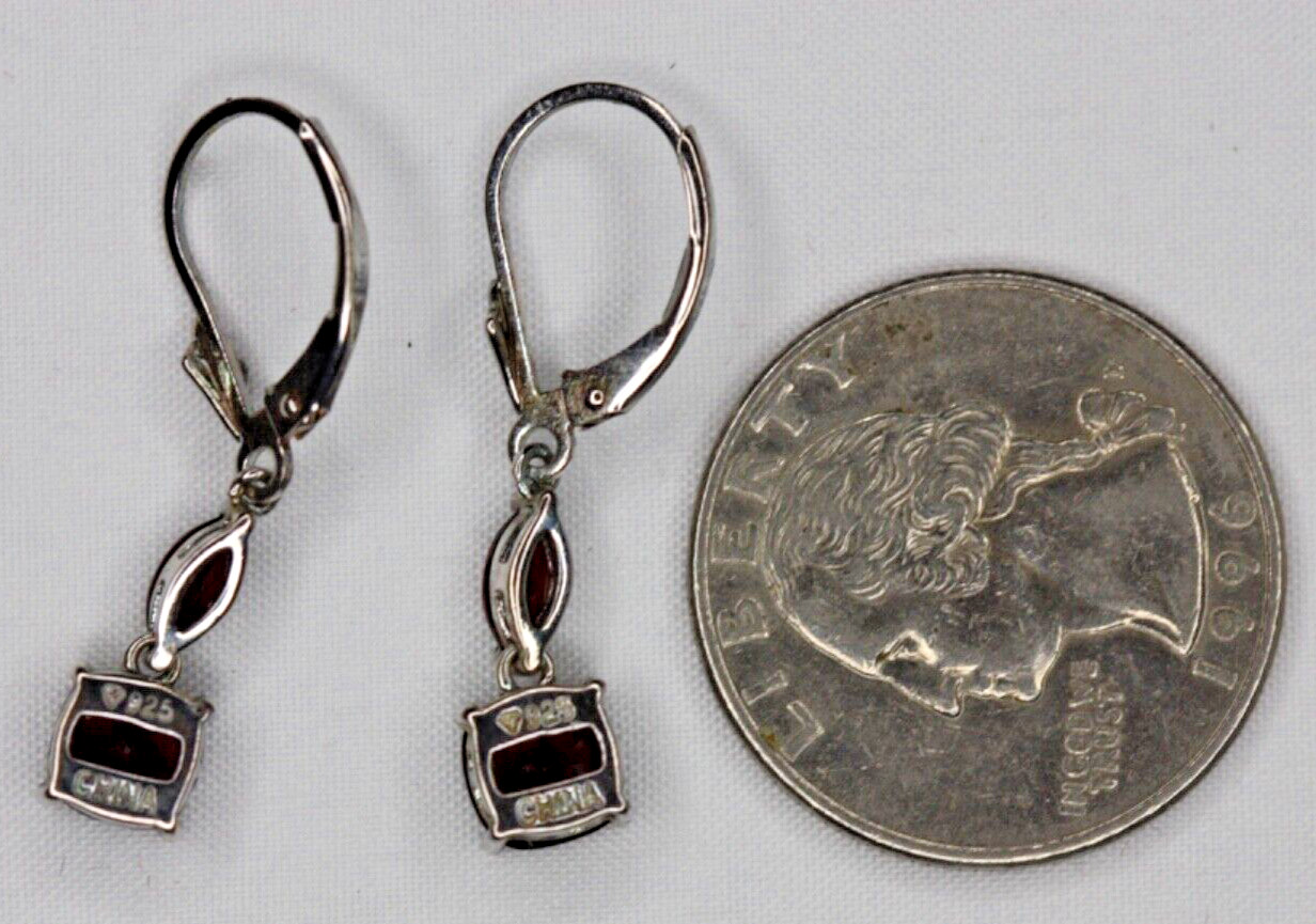 Signed Sterling Silver 925 Earrings Ruby Red Auro… - image 7