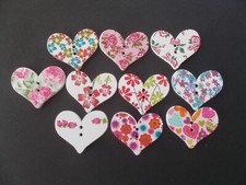 7 X PRETTY HEART SHAPED WOODEN FRIDGE MAGNET RANDOM MIXED 30.0mm x 25.0mm..