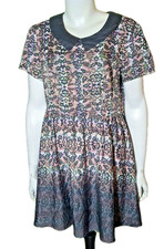NEW Simply Be Women's Short Sleeve Collared Dress, Black/White/Red UK 16