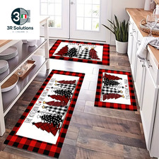 Black And Red Plaid Christmas Rug for Living Room And Kitchen, Hallway, Ba