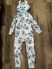 Disney Lilo  Stitch Girls One Piece Union Suit Pajamas Size Medium 8