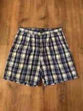 Vintage Y2K Polo Ralph Lauren Front Navy Plaid Shorts Men  s Size 35