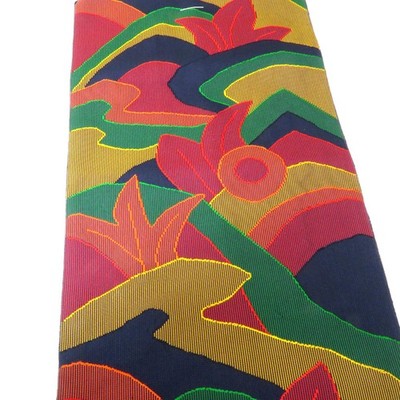 Japanese Kimono Nagoya Obi Silk Plant design patterns Navy 144.9inch Women's