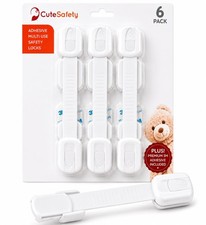 CUTESAFETY Cabinet Locks Baby Proofing, Child Proof, 6 Pack, White