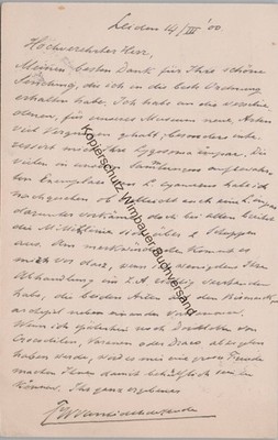 Original Autogramm NN (Zoolooge Leiden) an Franz Werner 1900 Zoologie /// Autogr