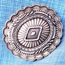 Concho Blossom Belt Buckle Diamond Cut Native American Design Vtg 90s Ege.NOX377