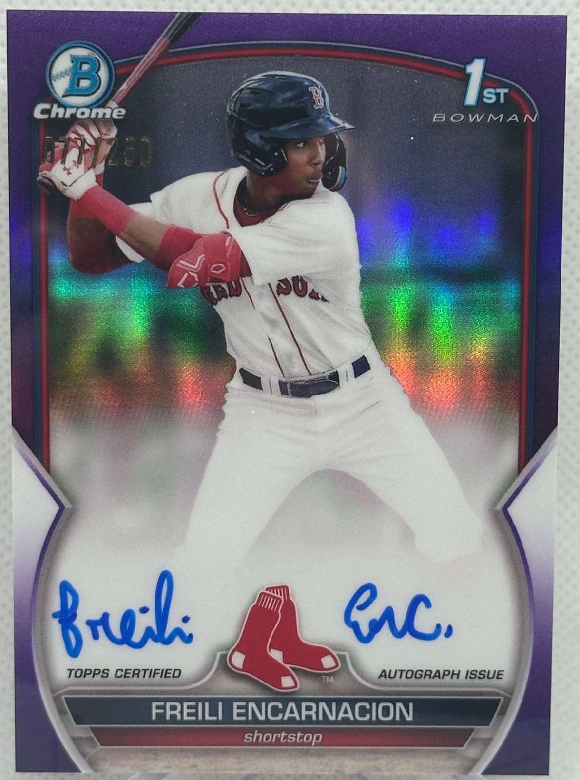 2023 1st Bowman Chrome Freili Encarnacion Purple Auto /250 Red Sox