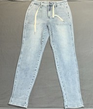 Judy Blue Jeans Womens 7/28 Blue Jogger High Rise Stretch Light Wash Denim