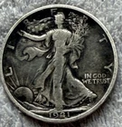 1921-D  WALKING LIBERTY SILVER HALF DOLLAR  KEY DATE HEAVILY TONED VG