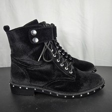 Vince Camuto Talorini Boots Womens 7.5 Black Velvet Studded Ankle Booties Dress