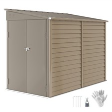 Outsunny 5 x 9ft Galvanised Metal Garden Shed with Foundation Kit, Brown