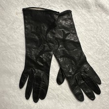Almondized BeautySkin, Vintage 1940's Black Leather Gloves 6 1/2 Rockabilly