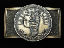 QH13114 VINTAGE 1970s  MICHELIN  TIRE COMPANY ADVERTISEMENT BELT BUCKLE