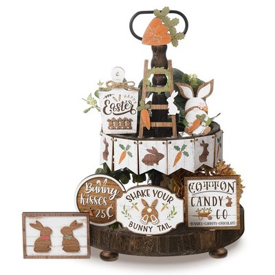 Amyhill 14 Pcs Easter Tiered Tray Decor Set Farmhouse Bunny Classic Style 