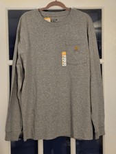 NWT Men's Carhartt Long Sleeve T-Shirt Medium Grey Loose Fit