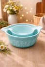 Vintage Pyrex Amish Butterprint Cinderella Nesting Casserole Bowls 475  473