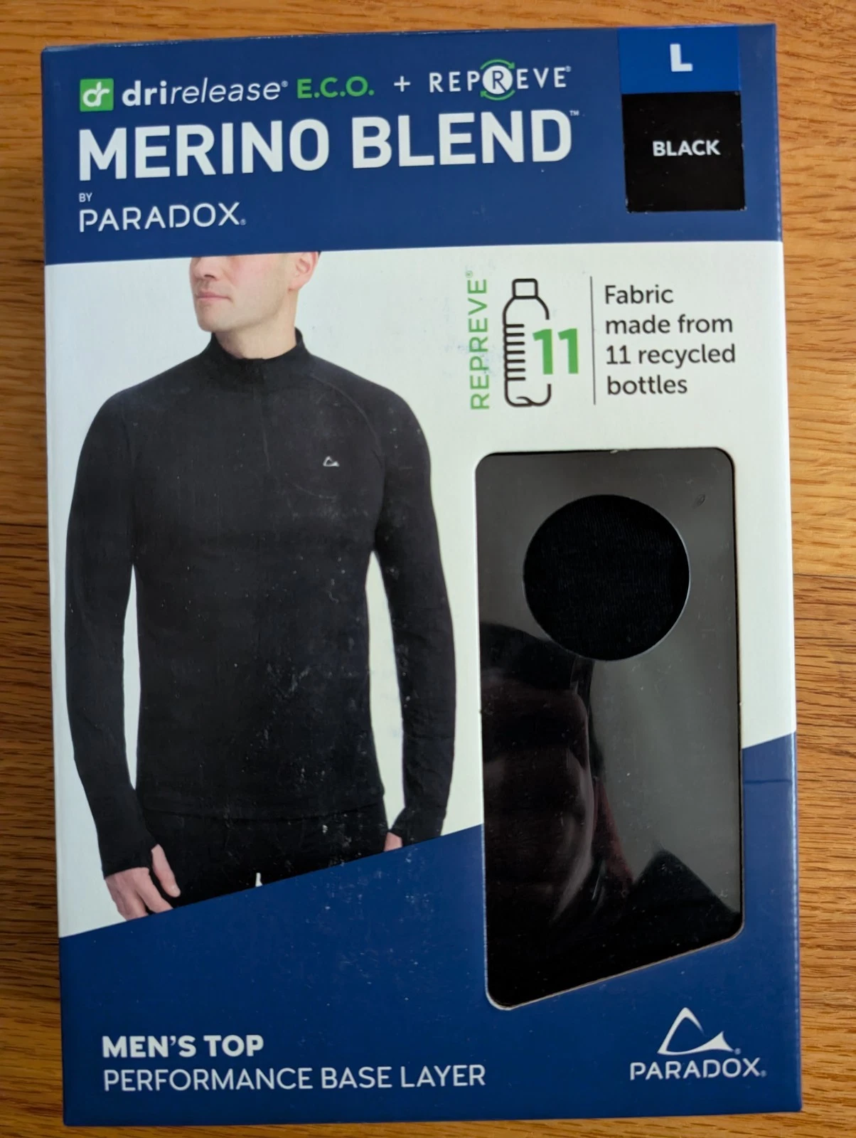 New In Box Paradox Men's Top Base Layer Size Large Black