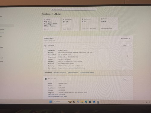 AMD Threadripper 3990X 64 Core PC RTX 2080Ti 256GB Ram 1.5TB HDD Water Cooled - Picture 10 of 14
